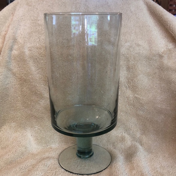 Hurricane Footed Green Glass Candle Holder (candle is not included)
